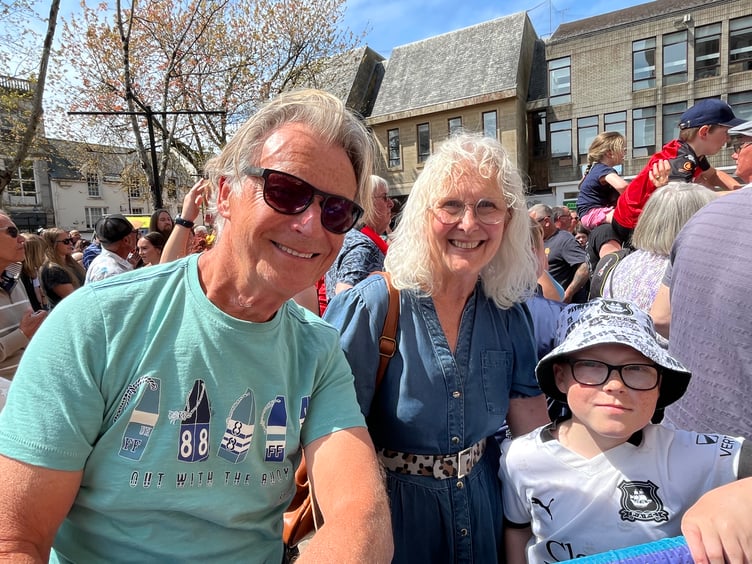 Truro City FC fans Cliff, Joy and Max Moran 