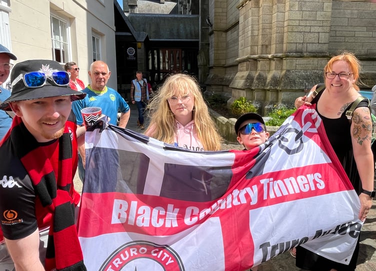 Truro City FC fans Ross, Freya, Blake and Natalie Smith