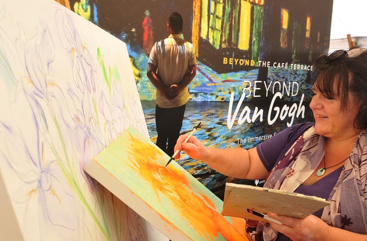 Devon County Show. Artist Anita Nowinska from Harberton near Totnes will be painting in the Beyond Van Gogh Experience at the show. Visitors will be able to get a preview of the event which is set to visit Westpoint this autumn