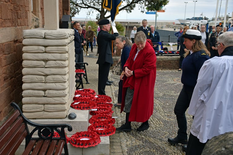 Laying of treats during Watchet's VE Day 80th anniversary event. PHOTO: Peter Mather.