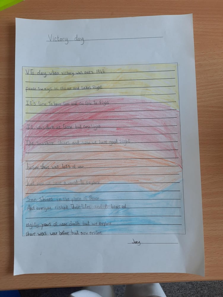 Part of Joey Rammond's poem read during Watchet's VE Day 80th anniversary event. PHOTO: WTC.