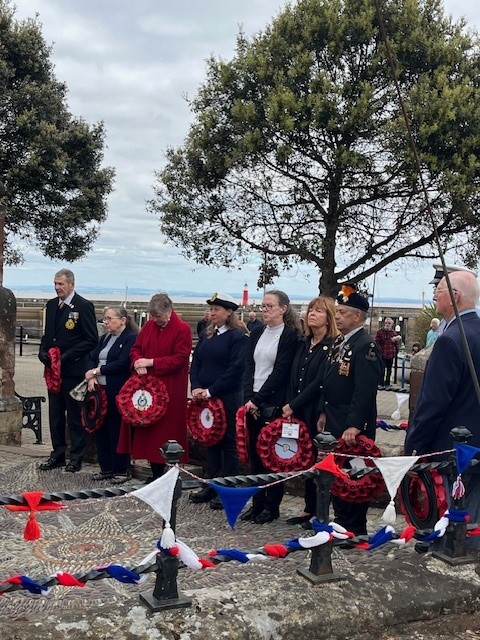 Some of those taking part in Watchet's 80th anniversary of VE Day. PHOTO: WTC.