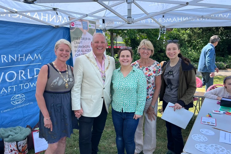 Organisers of Farnham Sustainability Festival with Mayor Cllr George Murray.