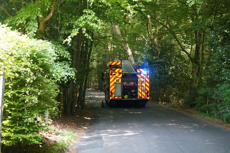 Fire engines respond to the fire near Waverley Abbey