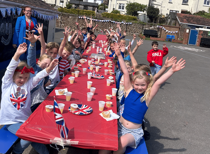 A VE Day-style street party was held by pupils of St Michael's First School, Minehead, for the 80th anniversary of the end of the Second World War.