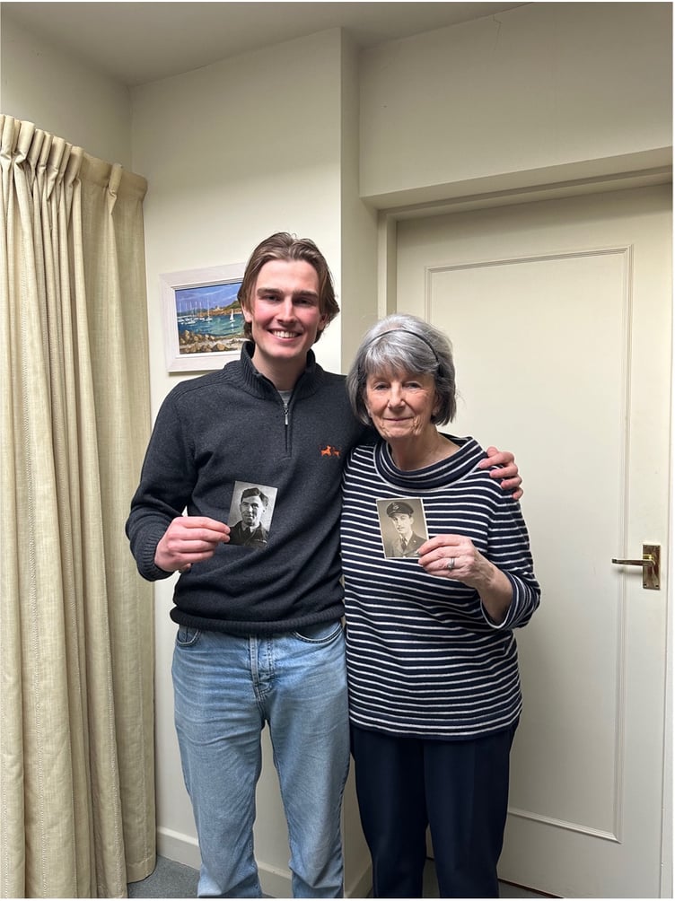 Adam Hart and Helen Rush with pictures of their heros.