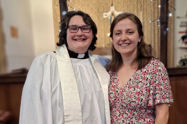 The Rev Lexi Russell, the new rector of Badshot Lea and Hale, with her partner Dr Johanna Russell
