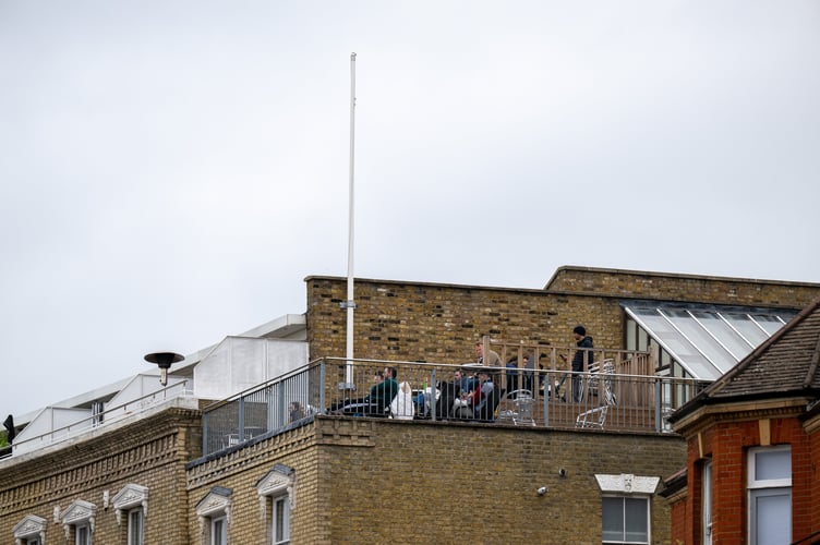 Genera view of  Oval Mansions, whoâs residents have access to the balcony overlooking The Oval cricket ground, London, 3rd June 2025 . A flat overlooking The Oval which boasts some of the finest views in English cricket is up for sale for £400,000.The plush properties at Oval Mansions in south London - some of which sell for nearly £1m - are the most coveted in the sporting world due to the building's stunning roof terrace.Tenants are able to invite friends up to watch matches, though limitations are sometimes enforced for the highest-profile games. During the Ashes series between England and Australia, spots on the terrace are so highly sought after that plus ones are limited to just one per flat, with management regularly having to eject those who manage to sneak in.