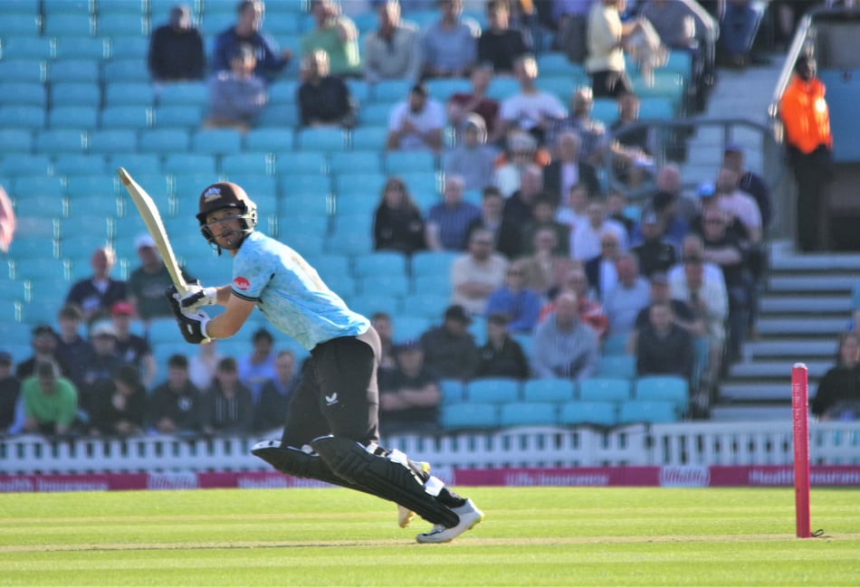 <p>Laurie Evans batting for Surrey (Photo: Mark Sandom)</p>