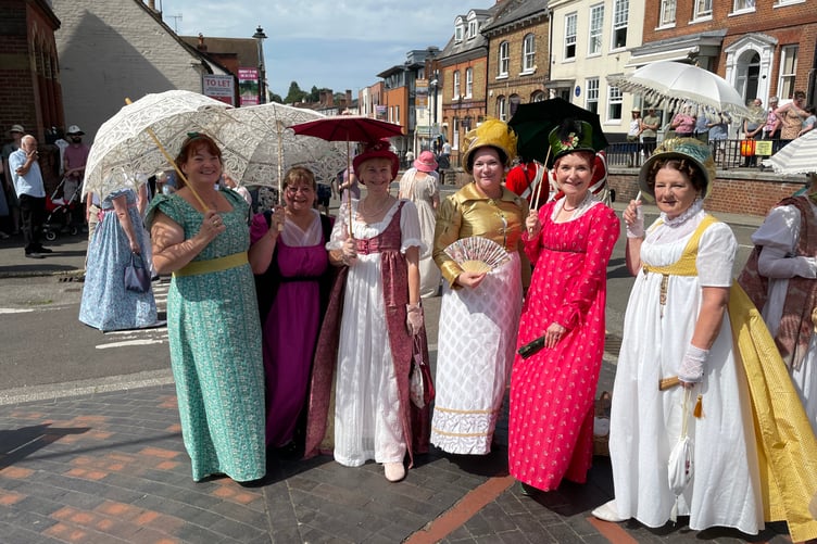 Guests at the unveiling of a Jane Austen statue in Alton to mark Regency Week 2025.