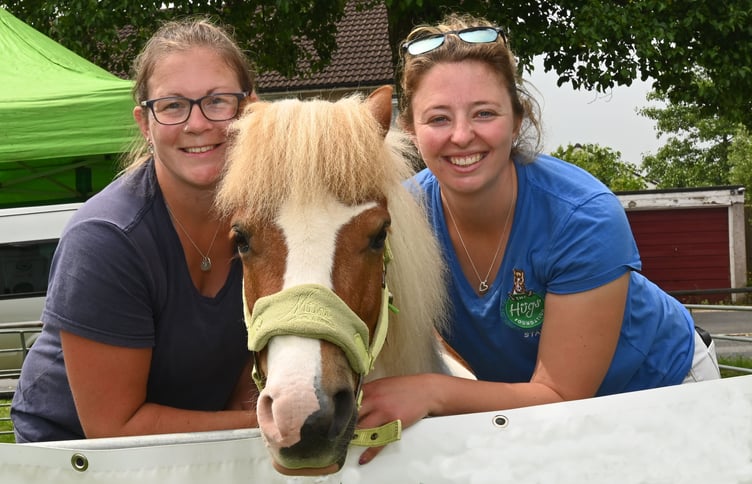 Megan and Hazel of the Hugs Foundation in Bodmin a;ony with Dude a 7 year old Pony (Picture: Adrian Jasper)