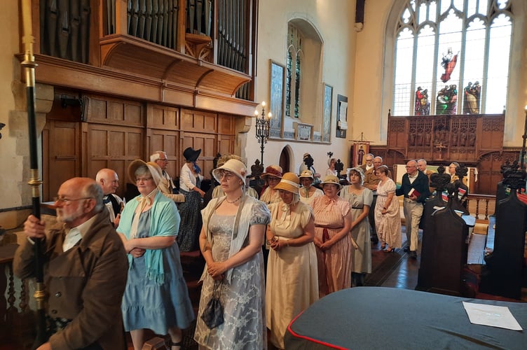 The choir processing out of the Church of Saint Lawrence, Alton, after Regency Choral Evensong, June 29th 2025.