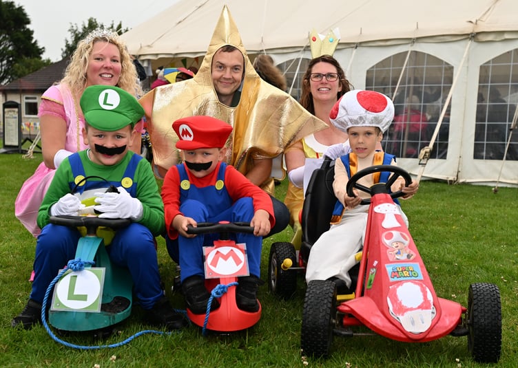 The Caudery and Pascoe family with St Breward's Super Mario Kart Racing (Picture: Adrian Jasper)