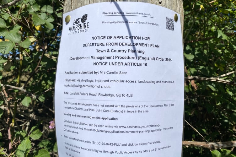 Fullers Lane Rowledge Cala Planning Notice