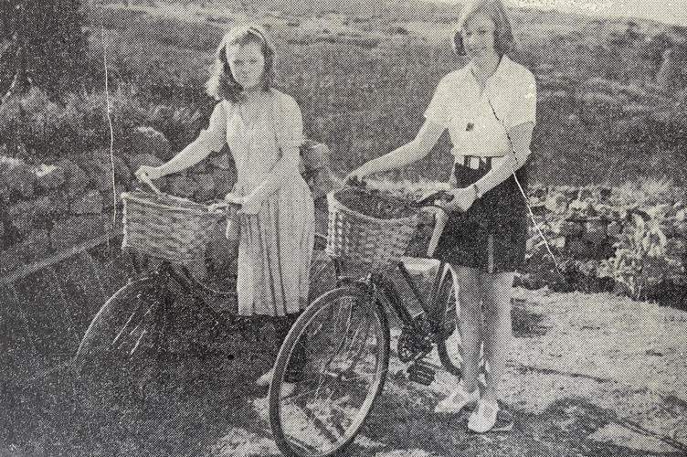 Chloe Franks, left, and Sarah Prince filming The Badness Within Him - later known as Last Summer's Child - at Penberth Cove in Cornwall in November 1980.