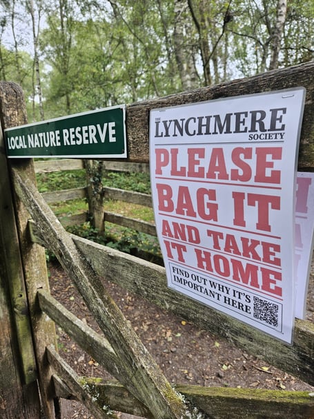‘Bag it and Bin it’ signs around Lynchmere Common aim to deter the increasing problem of dog poo bags being littered.