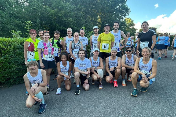 The Haslemere Border team ready to tackle the Gibbet Hill 10km race