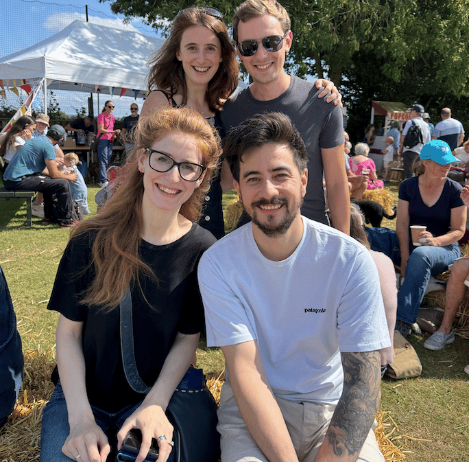 Fitzhead Fete visitors Alice Mitchinson and Conan Heffernan (front) with Kezy Mitchinson and Owen Lewis.