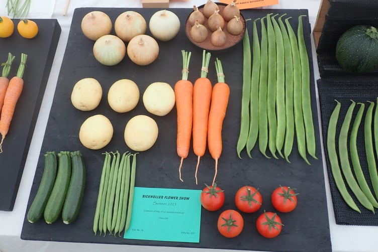 A collection of vegetables entered for this year's summer flower show in Bicknoller.