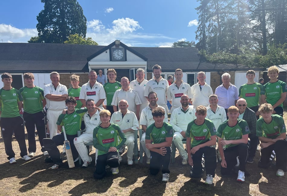 <p>The president's XI and the under-19s line up for a photo</p>