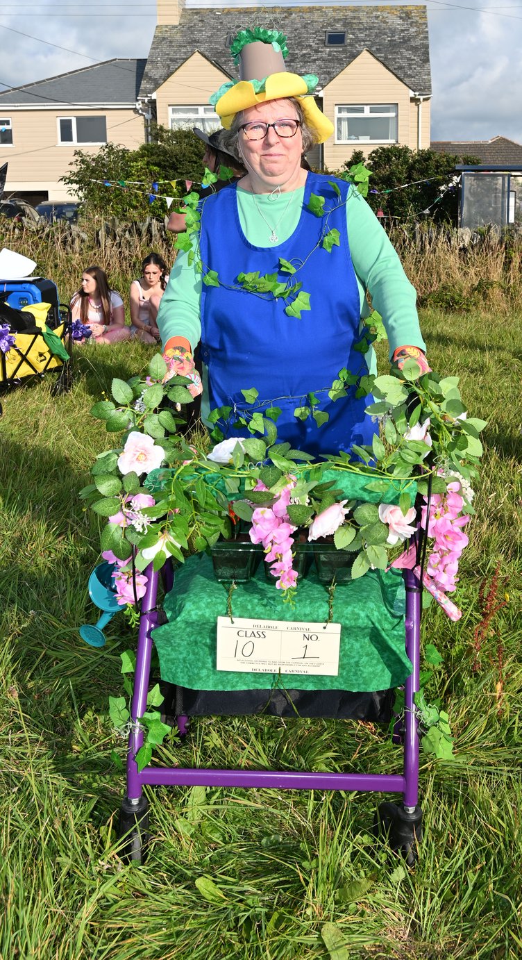 Elaine with "All this gardening is gone to my head" (Picture: Adrian Jasper) 