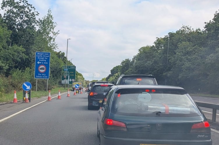 Lane closure A31 Farnham Hickley's Corner