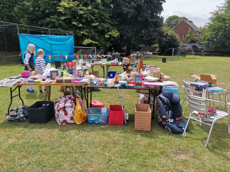 'Trash and treasure' was available on this Roadwater Fete stall, Photo: Mary Coles.