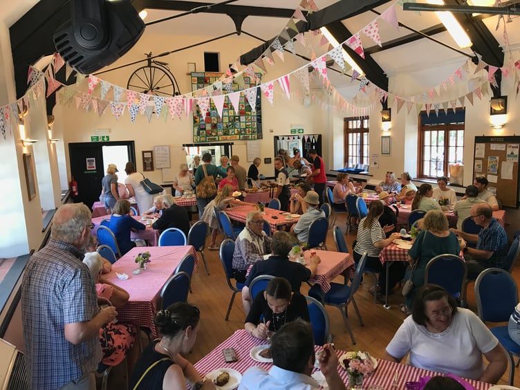 Afternoon teas in Roadwater Village Hall saw a roaring trade for the annual fete. PHOTO: Mary Coles.