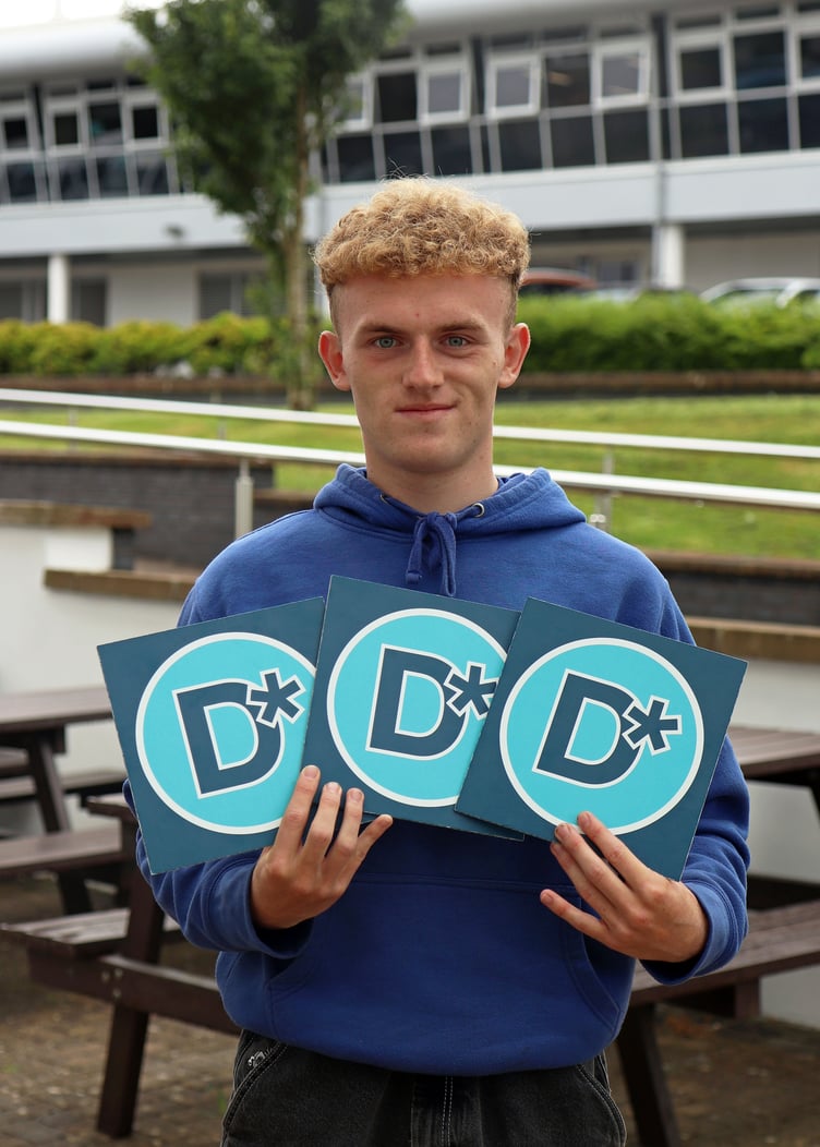 Cadan Chenoweth celebrating his excellent results after his studies at Callywith College (Picture: Callywith College)