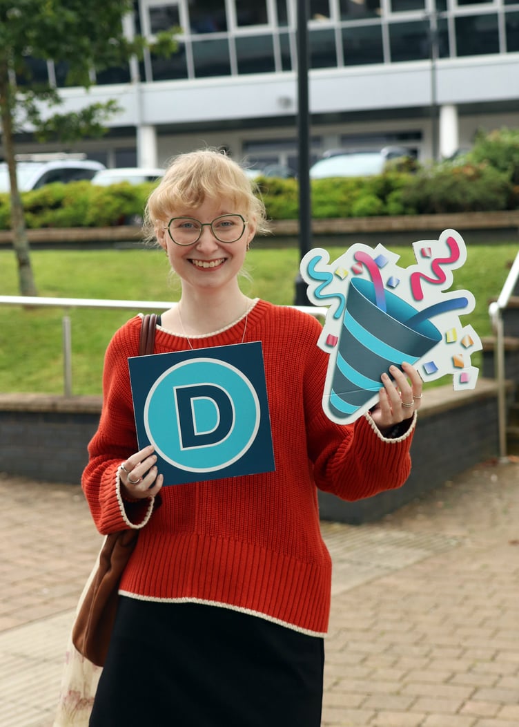 Lilly Lockley celebrating her excellent results after studying at Callywith College (Picture: Callywith College)