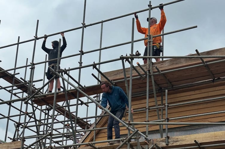 Antiques Warehouse Badshot Lea scaffolding