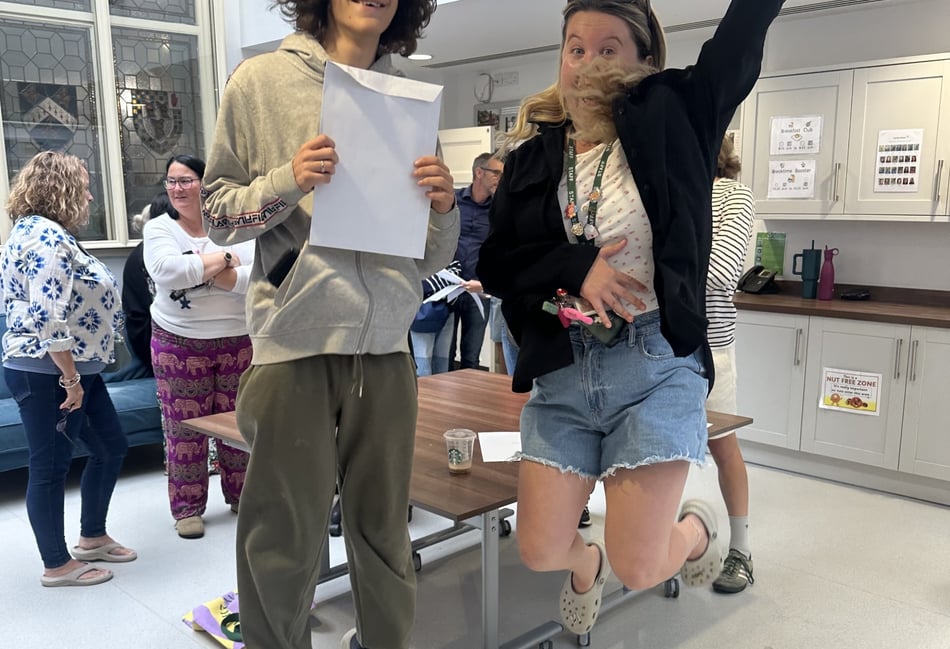 <p>Undershaw students jump for joy after outstanding GCSE results</p>