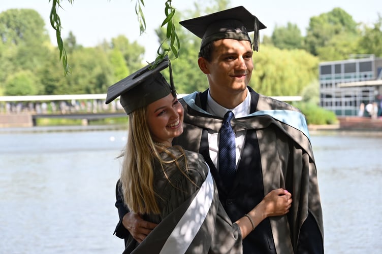 Max Vardy and Georgie English at their graduation.
