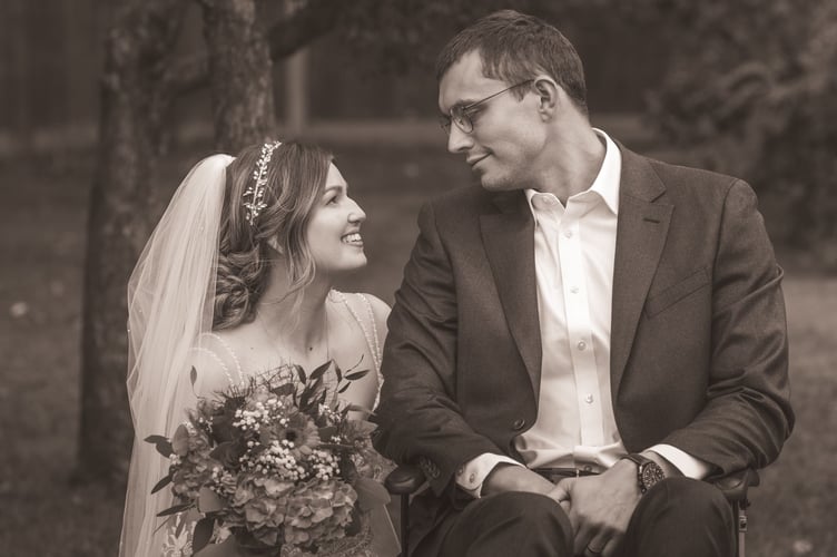 Georgie English and Max Vardy at their wedding blessing on August 20, 2025.