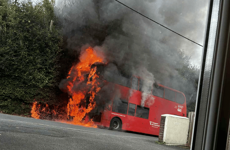 The bus was well alight