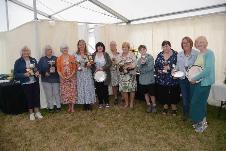 Winners of the prizes in the flower tent at the Holsworthy and Stratton Agricultural Show (Picture: Rodney Parrish)