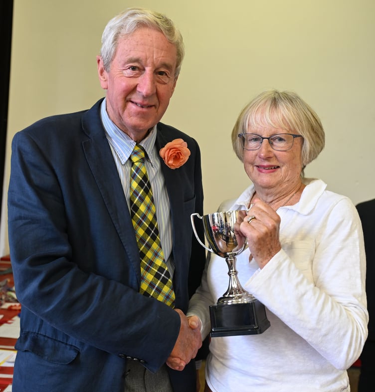 Gerald Blewett show president presents the trophy to Marion Goodbourn for most points in the entire show (Picture: Adrian Jasper)