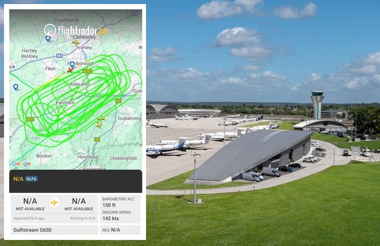 <p>The plane circled Farnham and the Blackwater Valley area around a dozen times according to the flightradar24 data.</p>