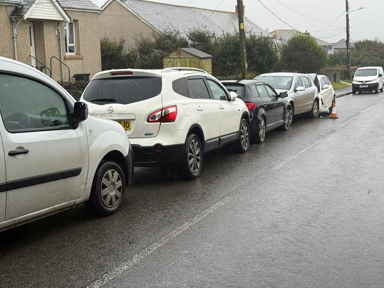 Multiple cars were damaged after the incident at Westdown Road in Delabole (Picture: Adrian Jasper)