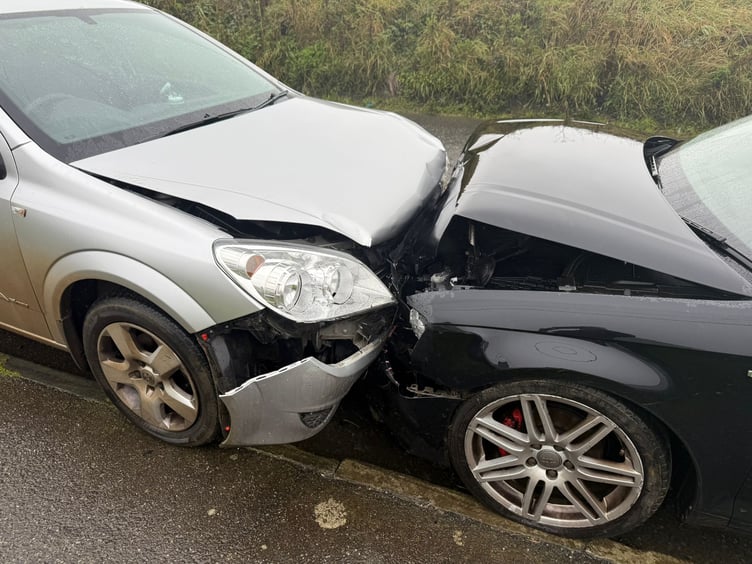 Two of the cars damaged after the incident at Westdown Road in Delabole (Picture: Adrian Jasper)