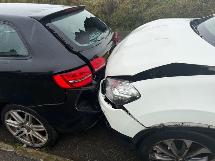Two of the cars damaged after the incident at Westdown Road in Delabole (Picture: Adrian Jasper)