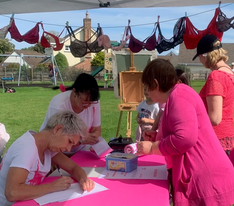 There was bra bunting and plenty of pink on show