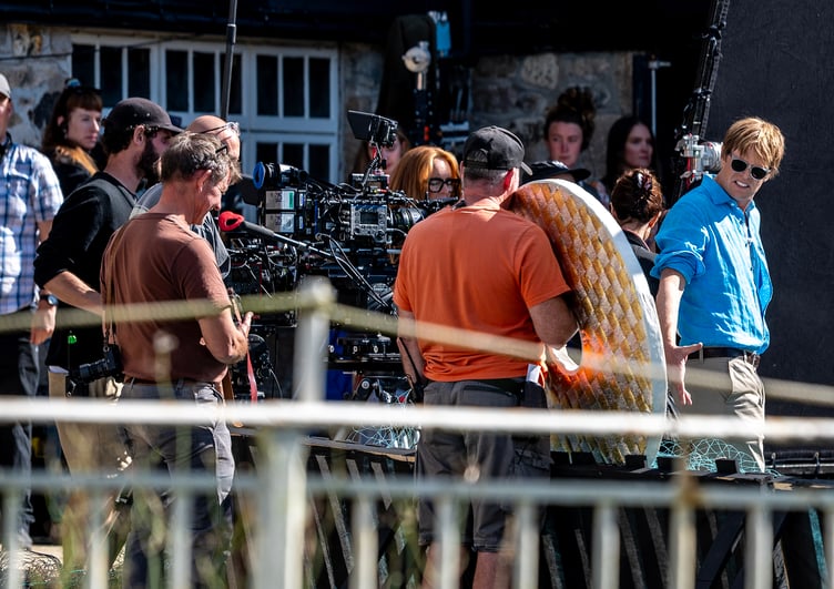 Members of the Beyond Paradise production crew with Kris Marshall. (Picture: Paul Williams)