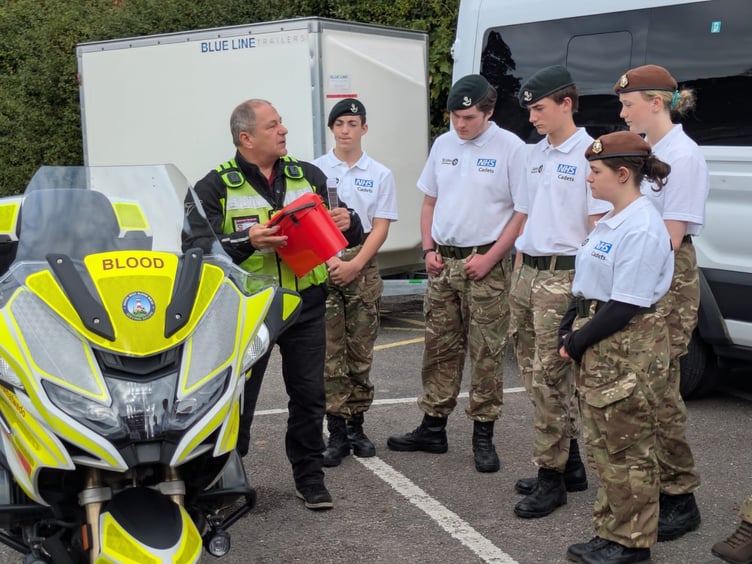 NHS cadets were given the opportunity to meet the Blood Bike volunteers