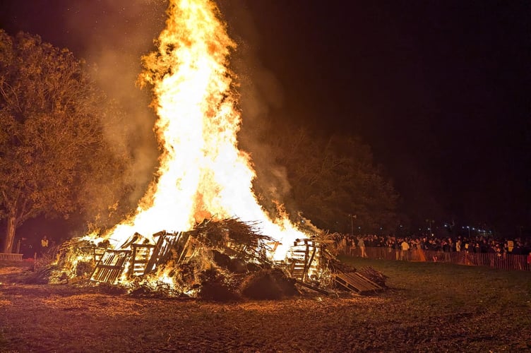 A roaring bonfire at last year's Farnham Fireworks and Torchlit Procession event.