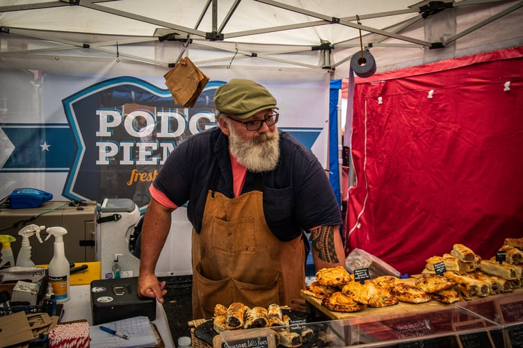 Pies for sale at Farnham Food and Drink Festival 2025.