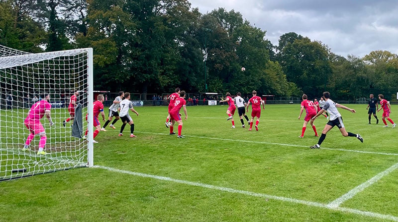 <p>Alton attack the Knaphill goal during their 3-2 win at Redding Way (Photo: Alton FC).</p>
