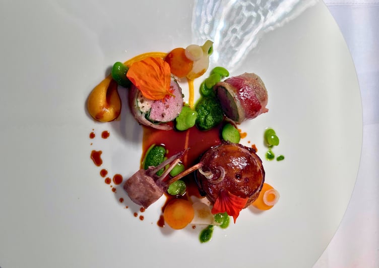 A fine dining twist on meat and veg with puree and jus.