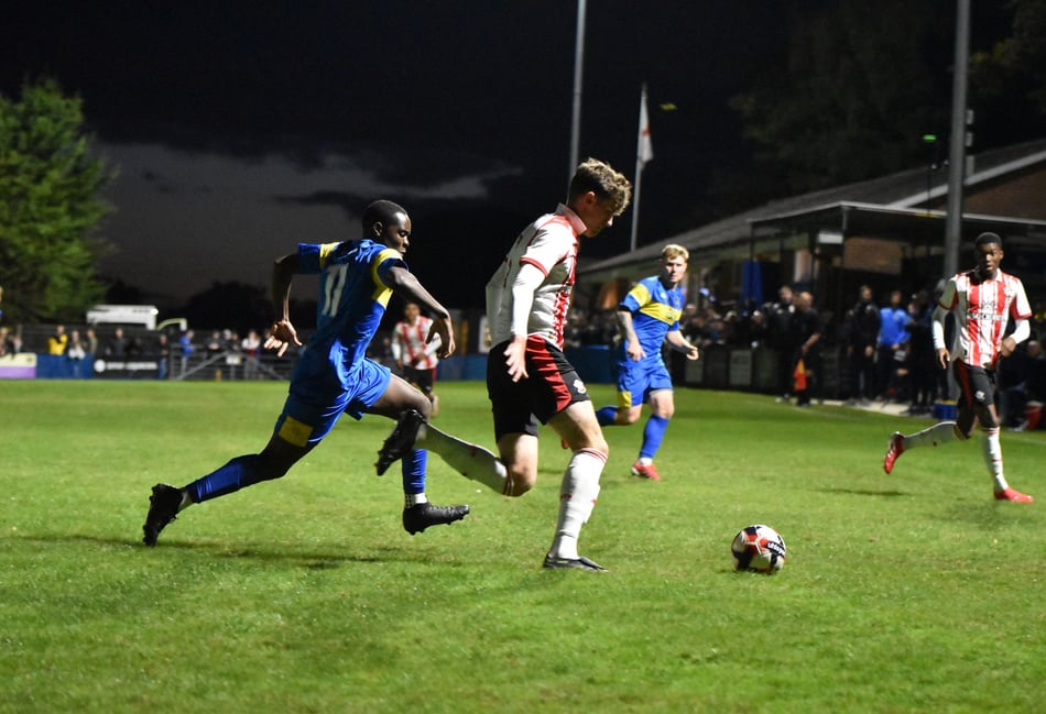 <p>Action from Petersfield Town's Hampshire Senior Cup tie against Southampton (Photo: Dean Tricker)</p>