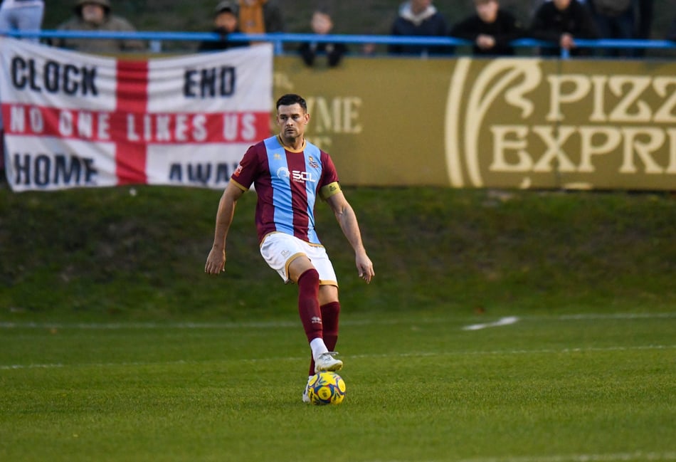 <p>Ryan Kinnane scored Farnham Town's second goal against Weymouth</p>